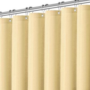 PANGSINNE 78 inch Shower Curtain Cream Beige Waffle Textured, 256GSM Heavy Duty Weighted Fabric Shower Curtains, Hotel Quality Luxury Polyester Water Repellent Bathroom Curtain with 12 Hooks