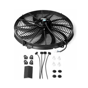 16 in Electric Radiator Cooling Fan Assembly Kit 10 S Blades Reversible Push or Pull 3000 CFM 12V Black