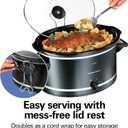 Hamilton Beach Slow Cooker with 3 Cooking Settings, Dishwasher-Safe Stoneware Crock & Glass, 8-Quart Built-In Lid Rest, Black