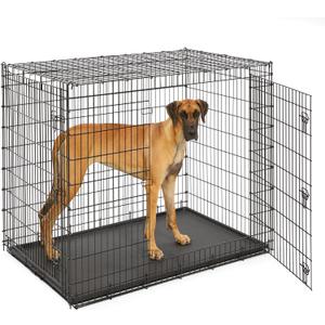Solutions by MidWest Homes for Pets 54-Inch Drop Pin Crate for Giant Breeds Over 100 lbs, Double Door Dog Crate with Leak-Proof Tray & Secure Latches, Durable Drop Pin Construction