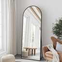 57"x20" Arched Full Length Mirror, Full Floor Mirror with Stand, Large Full Body Mirror, Wall Mirrors for Bedroom Living Room, Aluminum Frame (Black)