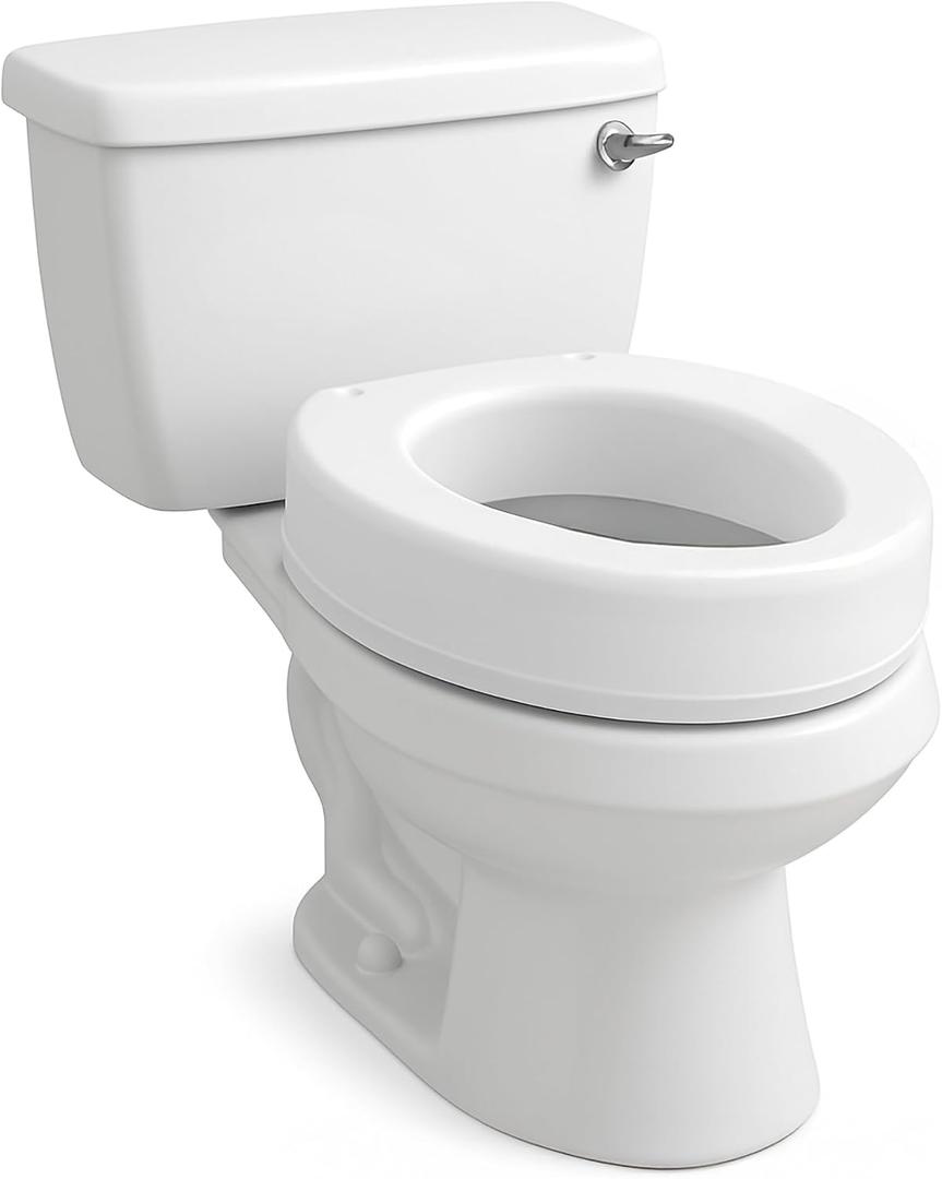 Carex Toilet Seat Riser, Round Raised Toilet Seat Adds 3.5 inches to Toilet Height, for Assistance Bending or Sitting, 300 Pound Weight Capacity Toilet Riser