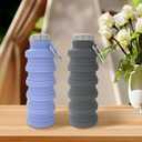 YCT Collapsible Water Bottle 17oz500mlTravel Portable Sport Water BottleReusable Silicone Foldable Water Bottles for Gym Camping Hiking (Purple+Black)