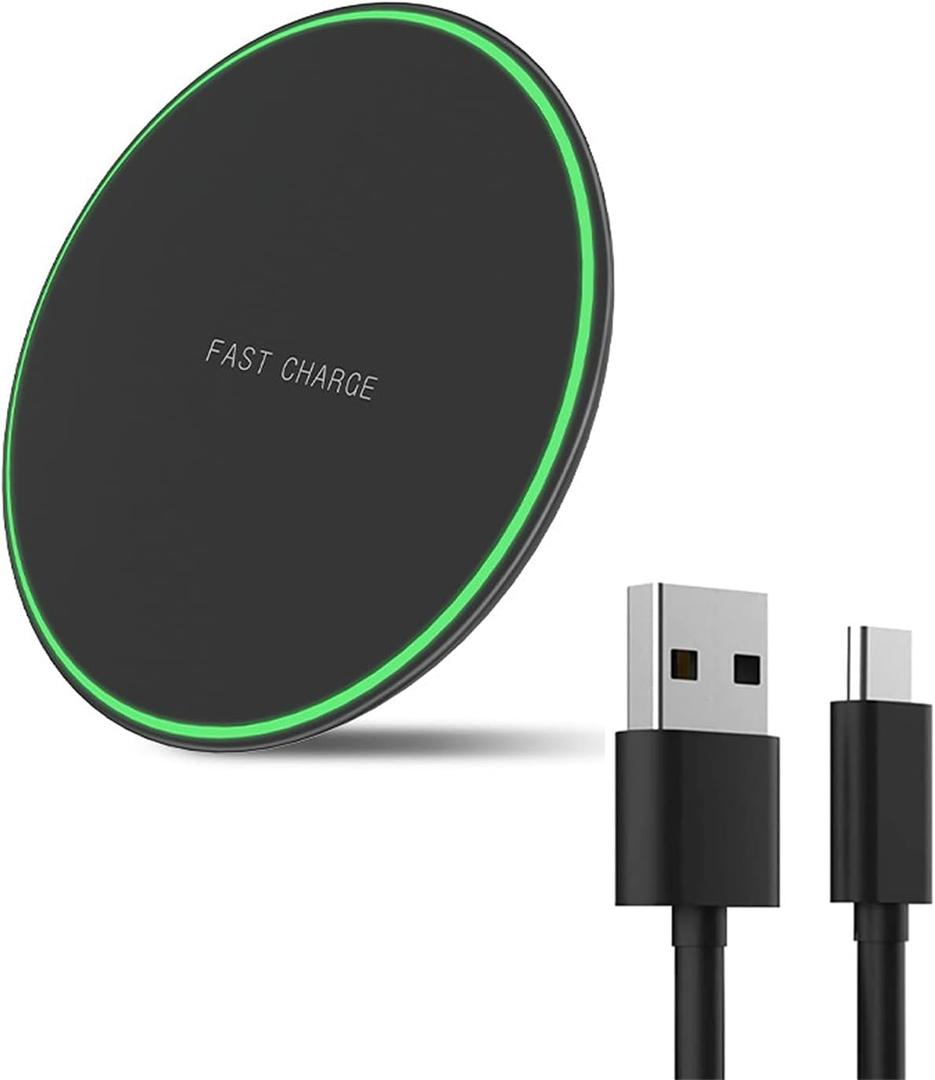 Wireless Charger for Samsung Galaxy S24/S24+S23/S23+/S22/S22+/S21/S20/S20+/S10/S9+/S9/S8/S8+/S7/Note10/Note9/Note8, 15W Wireless Charging Pad with USB-C for Samsung & iPhone Black(No AC Adapter)
