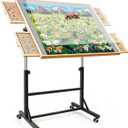 ALL4JIG 1500 Pieces Puzzle Table with Legs and Wheels,24.92"33.58" Wooden Jigsaw Puzzle Table with 4 Drawers & Cover, Upgraded Stability & Optimized Lightweight Design, Puzzles for Adults, Medium-1500pcs