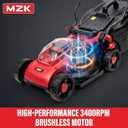 MZK 20V 13" Electric Lawn Mower, Brushless Cordless Lawn Mower with 4-Position Height Adjustment, Walk-Behind Push Mowers with 8 Gallon Grass Bag, 2 x 4.0Ah Batteries & Charger Included