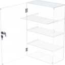 Choowin 4 Shelf Acrylic Display Case with Lock Key, Clear Locking Display Case Showcase Cabinet with Removable Shelves - Safe Storage for Collectibles Labubu, 12x6x19 inch