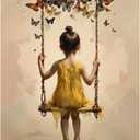 Whimsical Girl Paint by Numbers Kit for Adults - DIY Girl on Swing with Butterflies Painting on Canvas, Acrylic Paint Set, Suitable for Beginners, Art for Home Decoration or Gifts(16X20IN Framed)