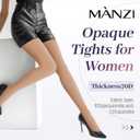 MANZI Run Resistant Control Top Panty Hose Opaque Tights (L)