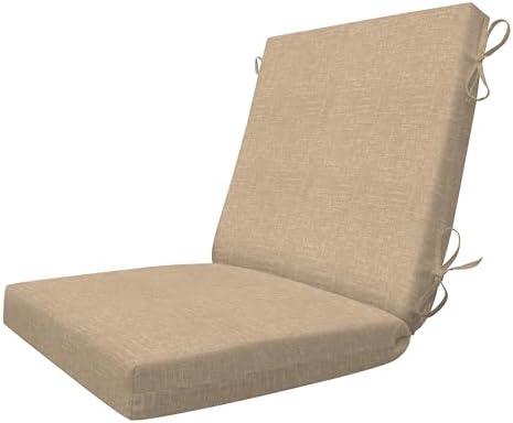 Honeycomb Outdoor Essentials Dining Chair Cushion, 20 x 41, Hampton Texture Neutral Cushion for Patio Furniture