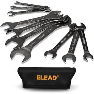 ELEAD Super-Thin Open End Wrench Set | 10-Piece Metric 5.5-27mm | Nickel-Plated Slim Design | 5.5, 7, 8, 9, 10, 11, 12, 13, 14, 15, 16, 17, 18, 19, 20, 21, 22, 23, 24, 27mm
