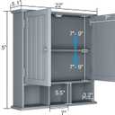 ChooChoo Bathroom Cabinet Wall Mounted 2-Door with 3 Open Shelves, Wooden Medicine Cabinets with Adjustable Shelf, Space Saver Storage Cabinets Over The Toilet for Bathroom&Living Room, Grey, 5.1"d X 21.5"w X 22"h