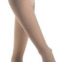 SIGVARIS Womens DYNAVEN Open Toe Calf-High Socks 30-40mmHg - Medium Short - Light Beige
