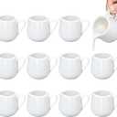 12 Pack 3 Oz Mini Ceramic Creamer Pitcher, Small Porcelain Syrup Pitcher Coffee Creamer Dispenser with Handle for Milk Sauce Coffee Tea Salad Dressing Cream, White