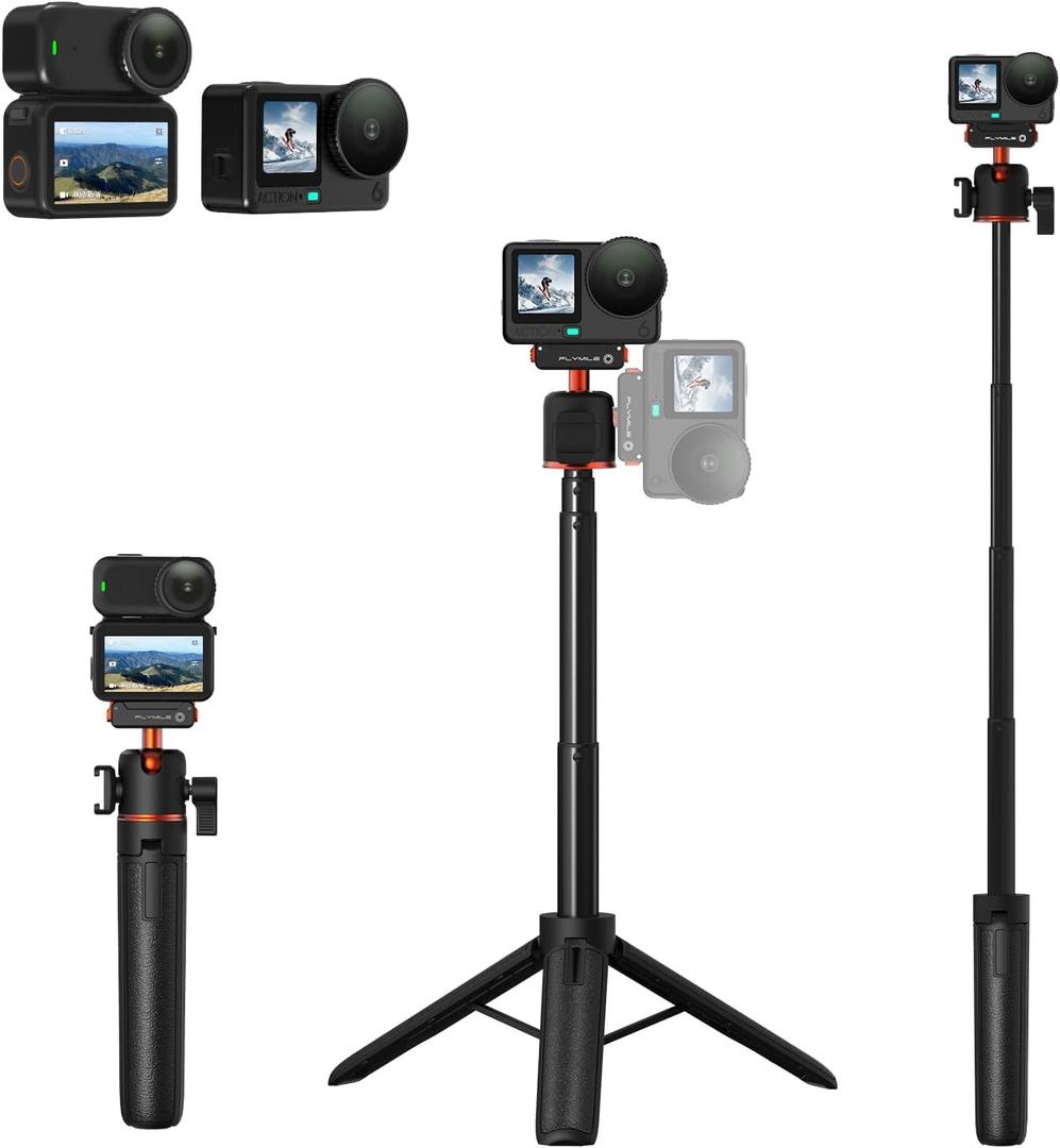 21" Action 6 Camera Tripod, Magnetic Quick Release Adapter Selfie Stick Extended Pole Handle Grip with 360 Ball Head & Cold Shoe Mount, Mini Table Desk Tripod for DJI Osmo Nano Accessories