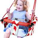 Shker Toddler Swing – Comfy Baby Swing, Outdoor Indoor, Kids Swing Seat, Safety Harness, Secure, Safe Quick Click Locking System, Blister-Free Rope, Easy Installation (Red)