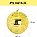 DJBoomy 8 Inch Hanging Mirror Disco Ball: Gold Disco Balls Decorations Mirror Ball with Hanging Ring for Party Decor Home Events DJ Parties