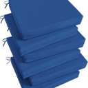 Basic Beyond Outdoor Chair Cushions Set of 6, Square Corner Outdoor Cushions for Patio Furniture, Water Resistant Patio Chair Cushions with 2 Ties, 18.5x16x3, Royal Blue