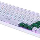 abucow 60% Mechanical Keyboard with Rainbow Backlight 68-Key Gaming Keyboard White-Green Keycaps - Red Switches for a Premium Typing and Gaming Experience PC Mac (White-Green)