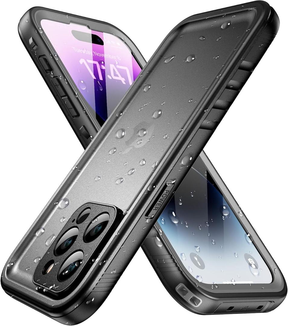 SPORTLINK for iPhone 14 Pro Max Waterproof Case - Built-in Shockproof Dustproof Screen Protector - IP68 Underwater/Military Dropproof/Full Body Protection/Cover for iPhone 14 Pro Max (6.7 Inch Black)