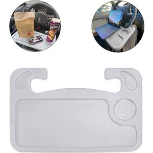 JUSTTOP Car Steering Wheel Desk for Laptop,Multipurpose Travel Car Accessories, Car Seat Stand Trays for Eating, Steering Wheel Under Table Console(Gray)