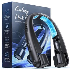 Portable Neck Fan with Cooling Plates, 6000mAh Rechargeable Wearable Fan with 1-100 Speed Control, Hands-Free Personal Cooling Fan with Digital Display, Adjustable Air Outlets for Travel Outdoor