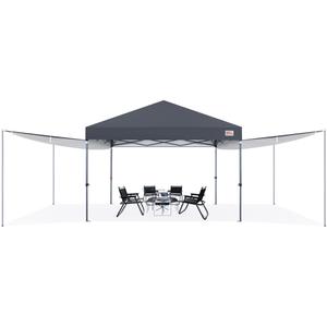 MASTERCANOPY 10' x 10' Easy Pop-up Canopy Tent Outdoor Shade with 2 Detachable Shelters, Dark Gray