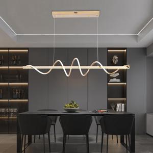 Gold Modern Chandelier for Dining Room 47.24" Led Pendant Light Kitchen Island Lighting Dimmable Serpentine Twist - Electroplated