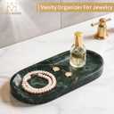 Bathroom Vanity Tray, Natural Marble Oval Tray 10 inch, Emerald Green Marble Vanity Tray for Soap Dispenser Modern Countertop Organizer for Kitchen Countertops, Home Decor