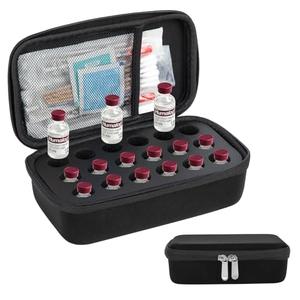 YOUSHARES Insulin Vials Refrigerator Storage Case - 10ml Peptide Vial Protective Holder for Fridge, 18-Slots Diabetic Insulin Small Bottle Organizer Bag Compatible with U-100 Vials