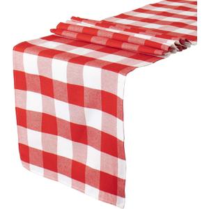 ShinyBeauty 4 Packs Checkered Table Runners 72 Inches Long Red and White Table Runner Christmas Plaid Linen for Farmhouse Dinning Tables (14X72)