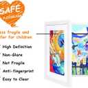 KINLINK 9x12 Kids Art Frame Set of 2, Solid Wood Kids Artwork Frames Changeable with Front Opening Hold 150 Pictures, Art Frames for Kids Art with Matwithout Mat 9x12 Picture Frame White