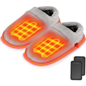 Heated Slippers - Foot Warmer for Men & Women, Electric Heating Slippers, Upgraded 4000mAh Battery Pack, Size 42-43