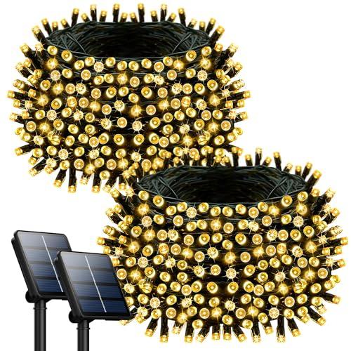 Selarlyt 1 Pack 200LED Solar Christmas Lights Outdoor, 72FT Solar String Lights with 8 Lighting Modes, IP65 Waterproof Solar Lights Outdoor for Xmas Garden Party Tree Decor, Warm White