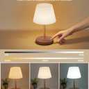 Cordless Touch Table Lamp, 4000mAh Rechargeable Small Desk Lamp with 3 Color Temperatures & Stepless Dimming, Portable LED Bedside Lamp for Bedroom, Living Room, Patio & Camping, Wood Grain