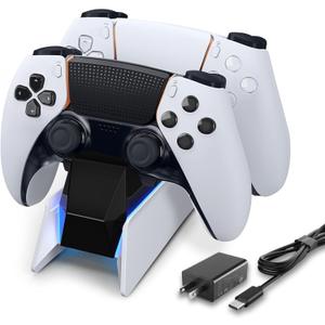 PS5 Controller Charging Station Dock, Dual Charging for Dualsense, playstation 5 Wireless Accessories with Blue LED ON/Off Automatically