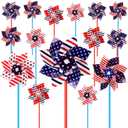 Soulchen 24 Pcs American Flag Patriotic Pinwheels 4th of July Pinwheels Red White and Blue Decorations Wind Spinners Outdoor Decor Windmills for Yard Garden, Independence Day Party Supplies