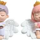 1 Pair Angel Cake Topper Figurines Angel Prince Princess Sculpture Cake Decoration Christmas Desktop Ornaments Home Table Centerpieces Baby Shower Birthday Party Supplies