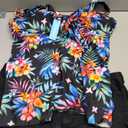 Yonique Women 2 Piece Flowy Tankini Swimsuits with Boyshorts V Neck Swim Tank Tops Bathing Suits Modest Swimwear XXL