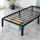 Heavy Duty Metal Bed Frame with Sturdy Steel Slat Support, Noise Free, Easy Assembly, Steel Slats Support, No Box Spring Needed - Twin