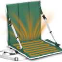 Arden Heated Stadium Seat, Battery Powered (not Included) Foldable, Lightweight Foldable with Back Support & Carrying Strap for Sports Games, Camping, Outdoor Events, Green/White (17.75"D x 6.75"W x 5.5"H)