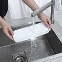 Silicone Bathroom Soap Dishes with Drain Spout-Bathroom and Kitchen Sink Organizer,Sponge Holder,Dish Soap Tray,Perfect for Dispenser,Scrubber,Bottle,Cup on Sink or Counter-White 12"4"