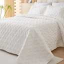 Cmfshape Diamond Embroidery Quilt Set,3 Pieces King Quilt Bedding Set,Lightweight Soft Quilt Set for All Seasons,Soft Bedspread Reversible Coverlet(Ivory,106"x96")