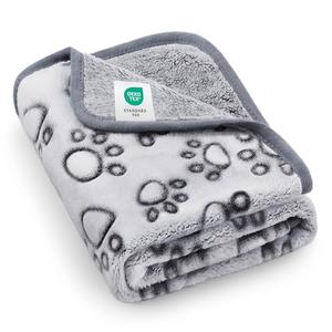 Luciphia Premium Soft Dog Blanket for Small Medium Large Dogs Washable 300GSM Fluffy Warm Fleece Puppy Cat Paw Print Pet Flannel Grey Paw M(30"x20")
