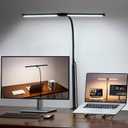 Voncerus LED Desk Lamp for Home Office, Double Head Architect Light with Clamp, Computer Monitor Clip on Light, 3 Modes and 10 Brightness, Adjustable Flexible Goose-Neck, Table Task Lamp, Black