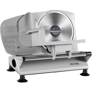 OSTBA Meat Slicer, Electric Deli Food Slicer with Removable Stainless Steel Blades, Adjustable Thickness Meat Slicer for Home Use, Easy to Clean, Ideal for Cold Cuts, Cheese, Bread, 150W