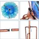VCUTEKA Outdoor Bird Bath Glass Birdbath Garden Bird Feeder with Metal Stake Blue