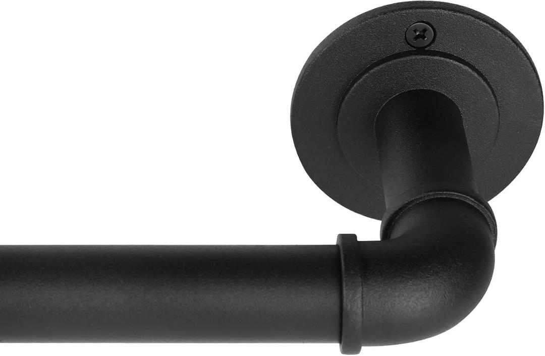 Rustic Curtain Rod, Industrial Curtain Rods for Windows 28 to 48 Inches, Blackout Wrap Around Curtain Rod, for Indoor and Outdoor, Simple Modern Design, 33 to 45 Inches, Black