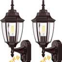 Lamomo Outdoor Wall Sconce, 2 Pack Dusk to Dawn Motion Sensor Bronze Outdoor Light Fixtures Wall Mounted, Exterior Aluminum Waterproof Porch Lights for Patio Front Door Garage