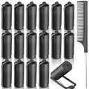 Syhood 18 Pcs Satin Rollers for Black Hair Foam Sponge Rollers Black Satin Wrapped Hair Curlers for Hairdressing Styling(1.18 Inch)